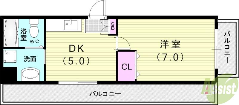 コートハウス神田(1DK/1階)の間取り写真