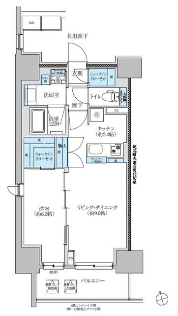 TENAS池下(1LDK/8階)の間取り写真