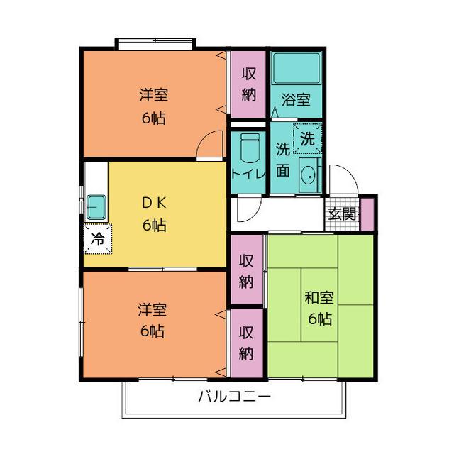 セジュール矢田 A棟(3DK/1階)の間取り写真