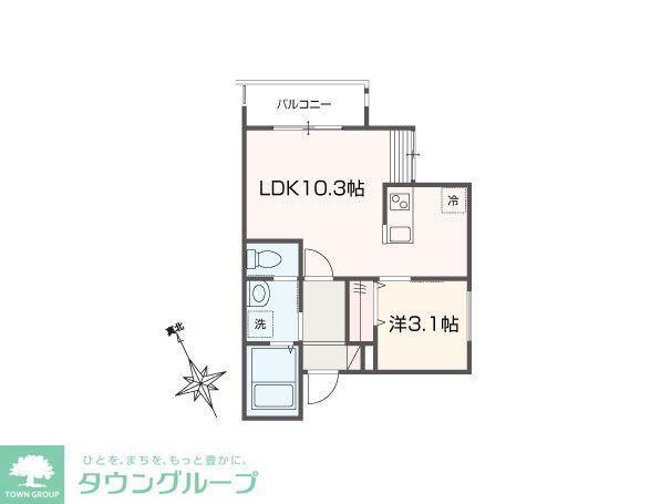 MELLAS鳩ヶ谷(1LDK/2階)の間取り写真