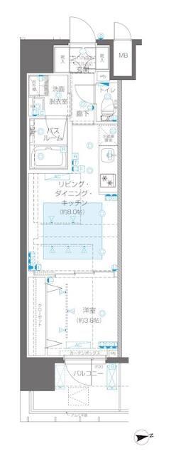 ZOOM新宿御苑前(1LDK/13階)の間取り写真