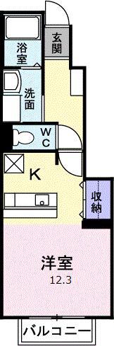 アクアディジオ(ワンルーム/1階)の間取り写真