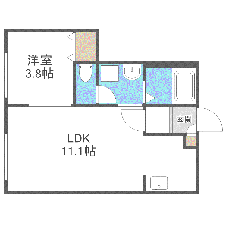 GRAN LUZ大谷地(1LDK/2階)の間取り写真