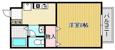 ノースヴィレッジI(1K/1階)の間取り写真