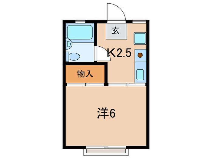 シャルマン松が丘(1K/2階)の間取り写真