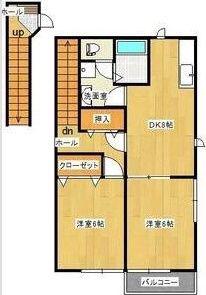 TIARAGE I(2DK/2階)の間取り写真