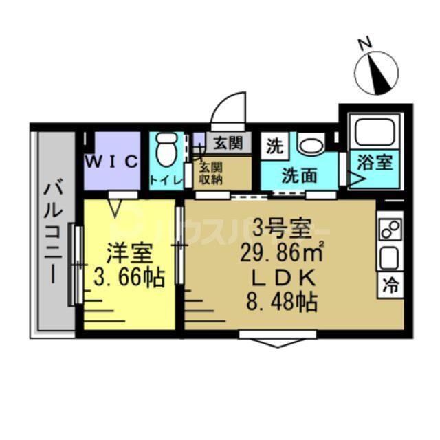 コンフォート薬園台(1LDK/3階)の間取り写真