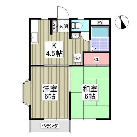 かしまハイツ(2K/2階)の間取り写真