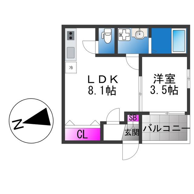 BADGE NAGASE・バッジナガセ(1LDK/1階)の間取り写真
