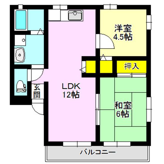 エミネントA・B(2LDK/2階)の間取り写真