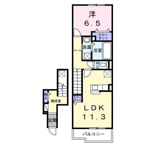 エレガンス メゾン II(1LDK/2階)の間取り写真