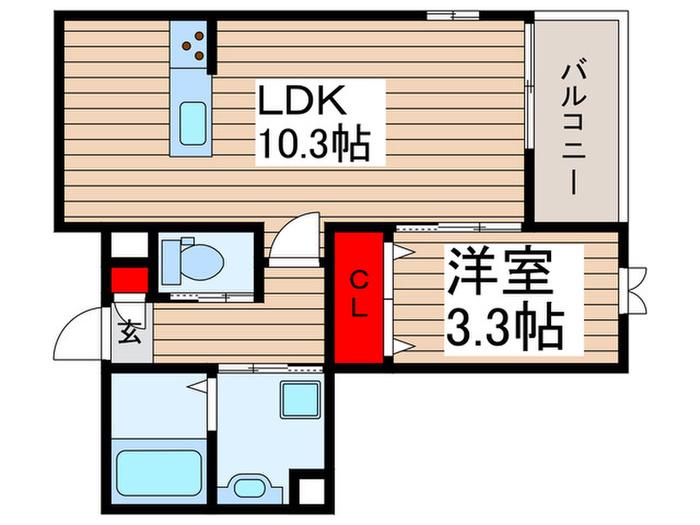 ユウ・ボヌ-ル(1LDK/3階)の間取り写真