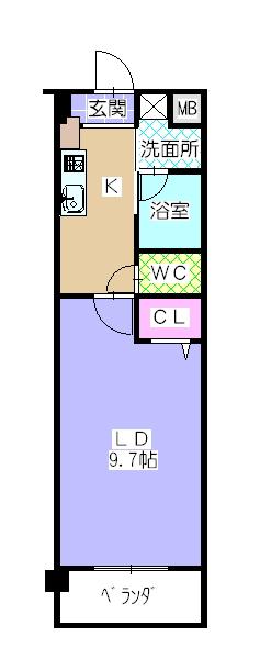 向山ヒルズ(1K/1階)の間取り写真