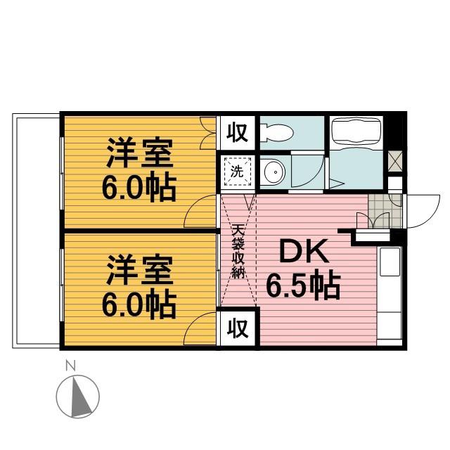 貝の坂クロス852(2DK/2階)の間取り写真