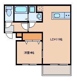 リテラ大楠(1LDK/2階)の間取り写真