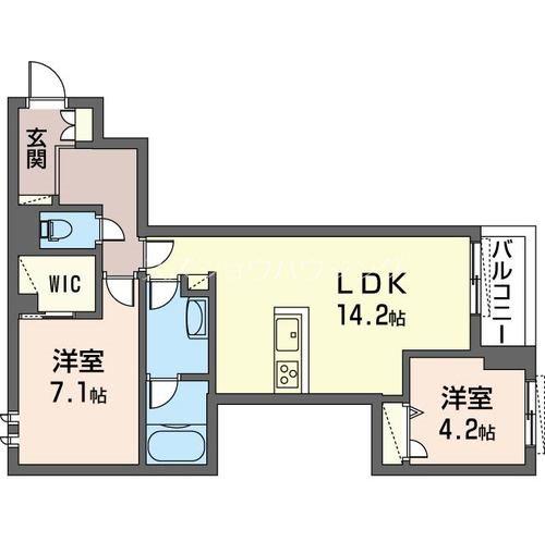サウス KNOT YARD(2LDK/3階)の間取り写真