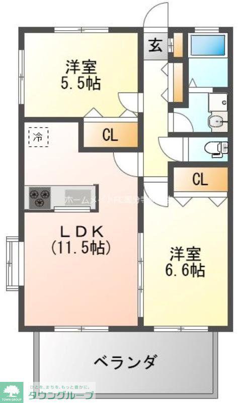 グリーンぺぺ(2LDK/1階)の間取り写真