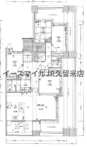 クィーンズプラザ久留米中央(4LDK/13階)の間取り写真