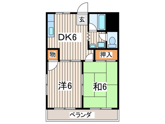 ジェントルパレス久里浜(2DK/3階)の間取り写真