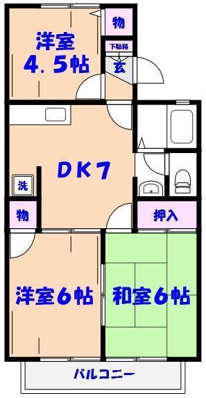 ガーデンホームズI(3DK/2階)の間取り写真