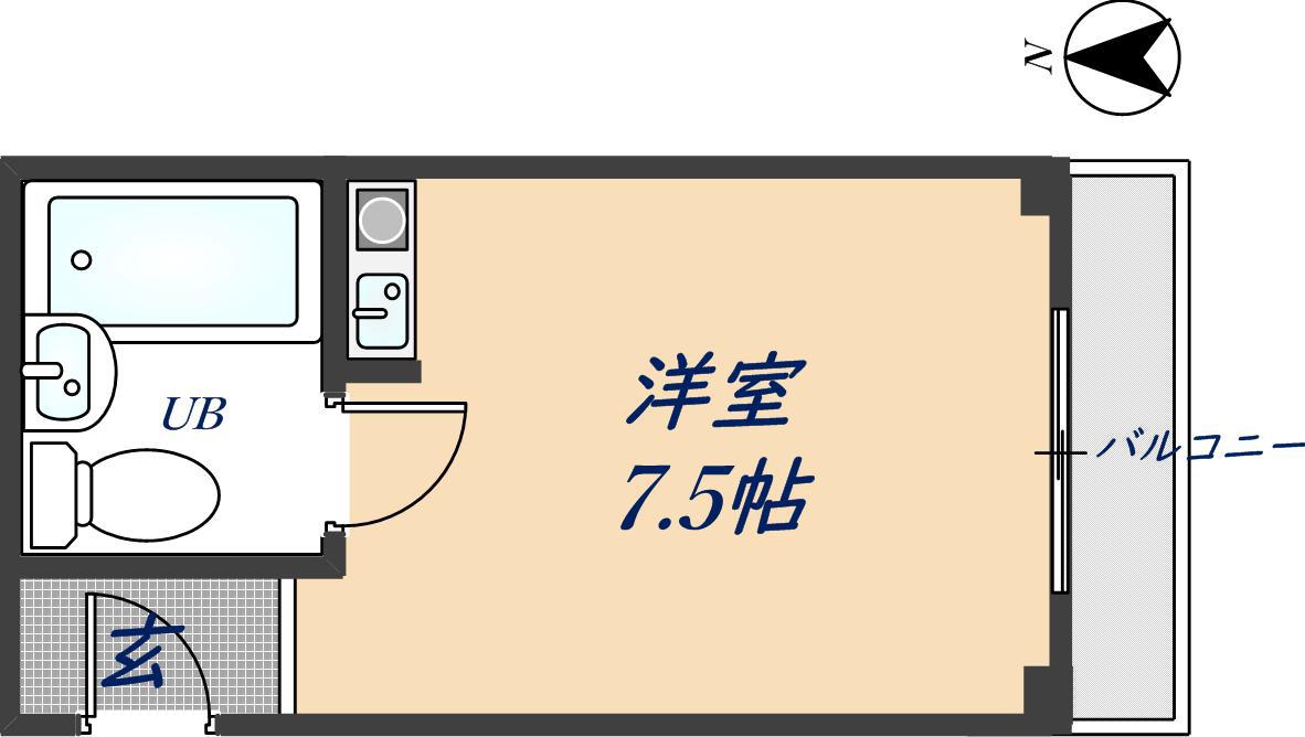 シャトレSI岩田(ワンルーム/2階)の間取り写真