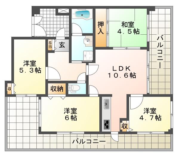 ワコーレシエラ星陵台(4LDK/3階)の間取り写真