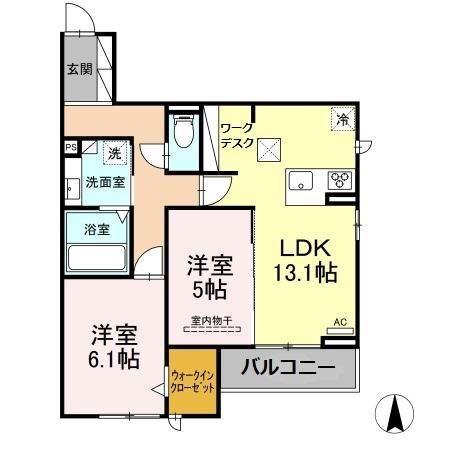フューカスト(2LDK/1階)の間取り写真