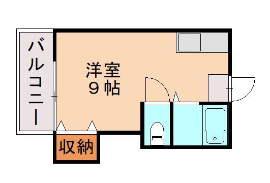 ハイツ山本(ワンルーム/2階)の間取り写真