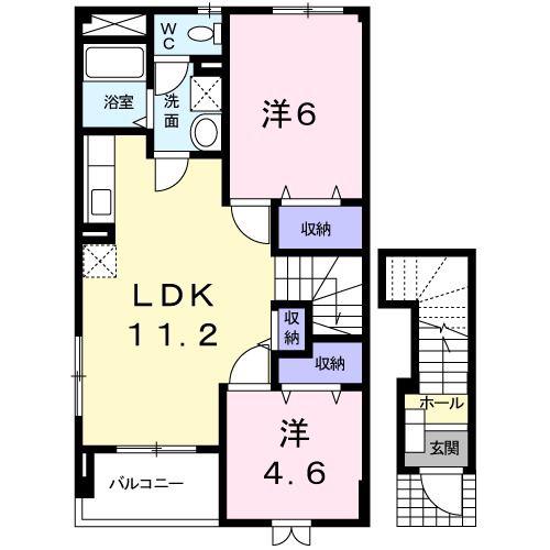 ファーストヒストリーB(2LDK/2階)の間取り写真