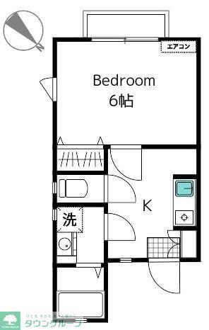 シオン粕谷(1K/2階)の間取り写真