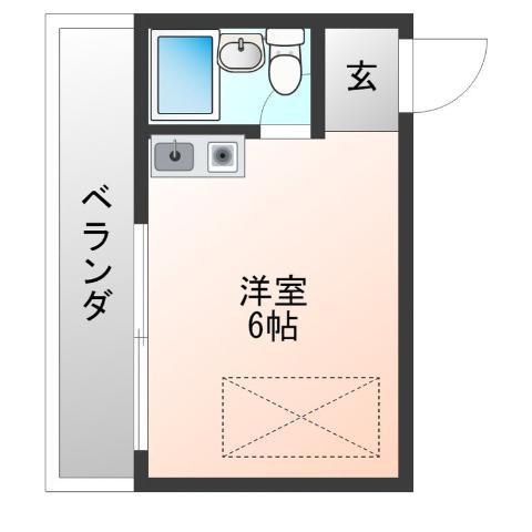 ウエストコート岸里(ワンルーム/2階)の間取り写真