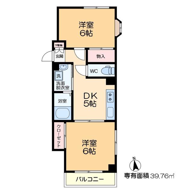 スカイビル(2DK/4階)の間取り写真