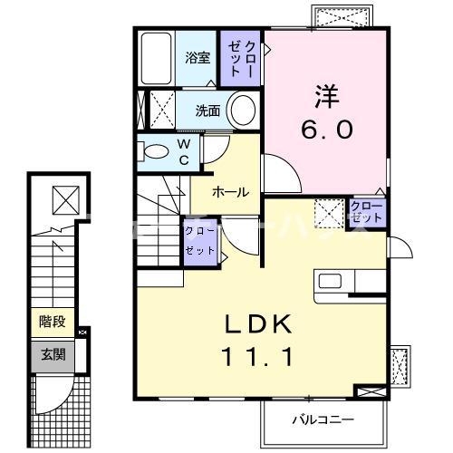 ロイ ファロ(1LDK/2階)の間取り写真