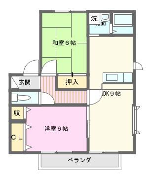 カサグランデ(2LDK/2階)の間取り写真