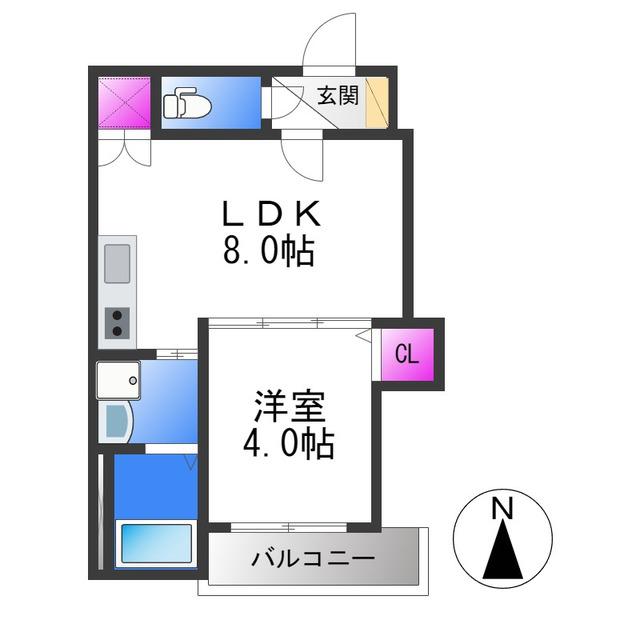 エグレットヒル矢田(1LDK/3階)の間取り写真