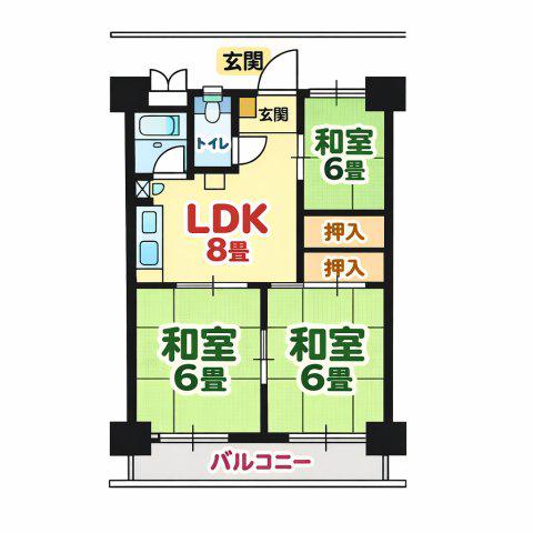 名鉄瀬戸線 清水駅(愛知) 徒歩2分 10階建 築54年(2SDK/3階)の間取り写真