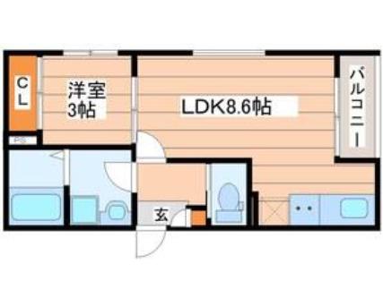 レクスト泉中央(1LDK/2階)の間取り写真