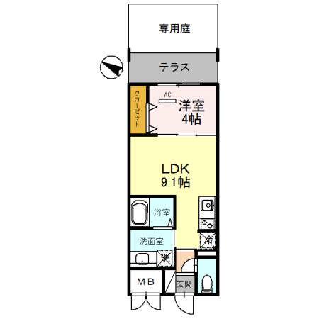 幸 COURT TSUKAMOTO(1LDK/1階)の間取り写真