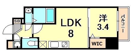 SERENITE三宮(1LDK/9階)の間取り写真