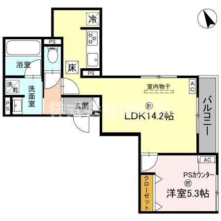 CHAINON(1LDK/1階)の間取り写真