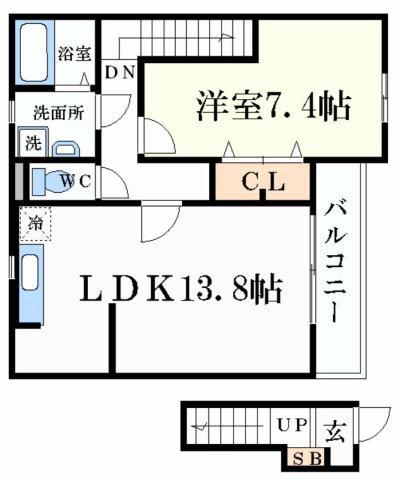 ルーチェ(1LDK/2階)の間取り写真