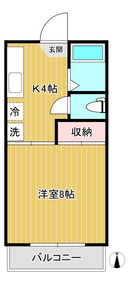 プレーンハイツ(1K/2階)の間取り写真