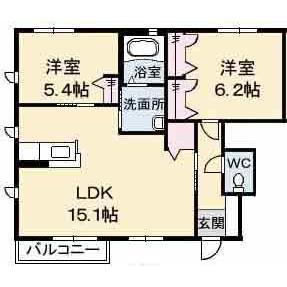 カーサフィオーレ(2LDK/1階)の間取り写真