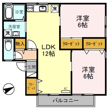 セピアコート(2LDK/1階)の間取り写真