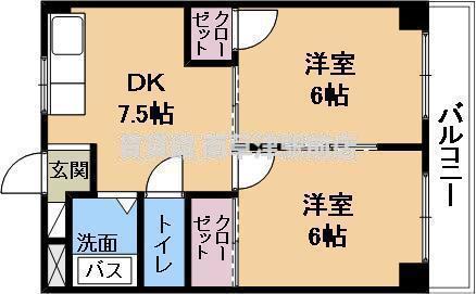 アルページュ草津(2DK/3階)の間取り写真