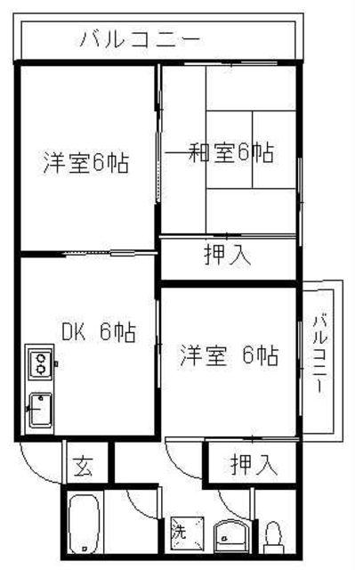 コーポ日下部(3DK/2階)の間取り写真