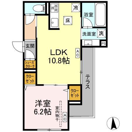 エスペリア栄町(1LDK/1階)の間取り写真