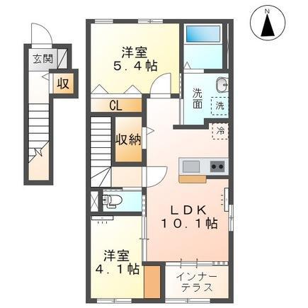 グランパレスII(2LDK/2階)の間取り写真