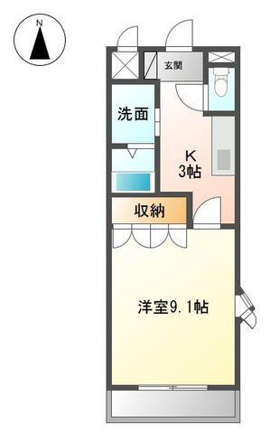 K.コオリナ(1K/3階)の間取り写真