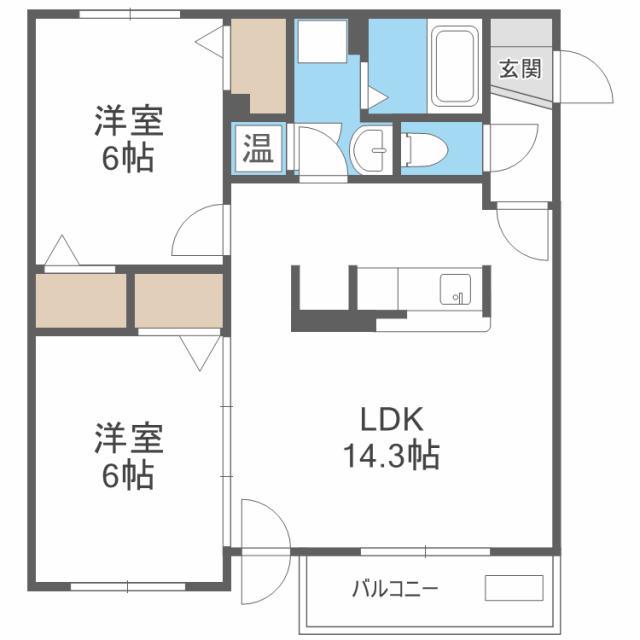 REAREVE北桑園 リアレーヴ(2LDK/4階)の間取り写真